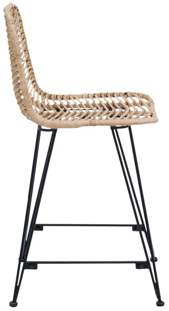 Bárszék 2 pcs Természetes 44,5 x 54,5 x 97,5 cm Rattan és Vas