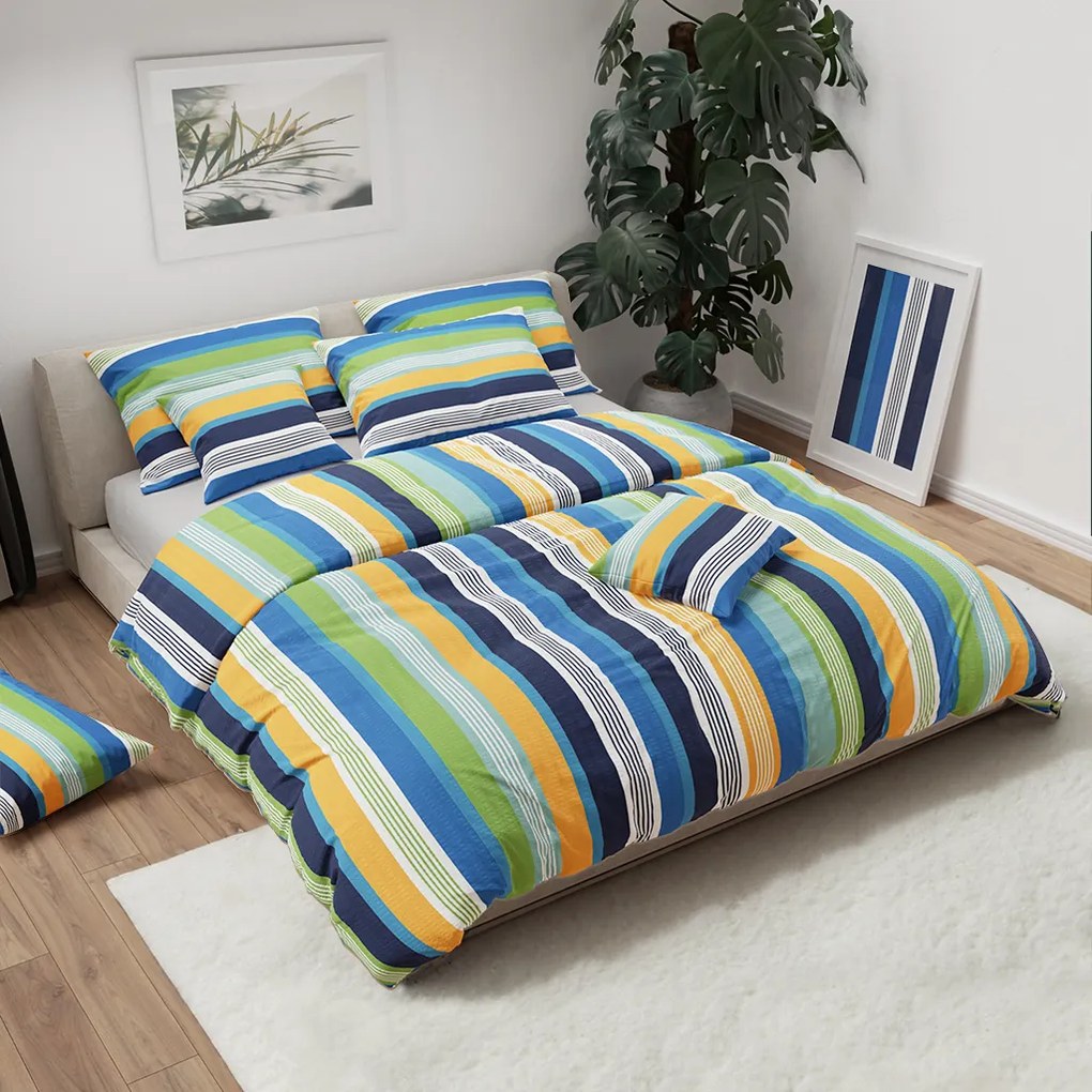 LINE kék krepp ágyneműhuzat Ágyneműhuzat mérete: 70 x 90 cm | 140 x 200 cm