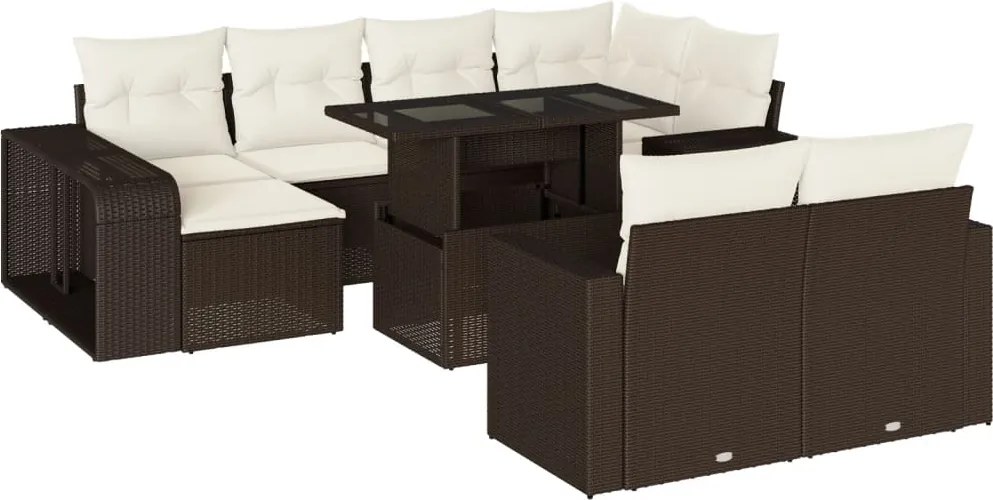 vidaXL 11 részes barna polyrattan kerti ülőgarnitúra párnákkal