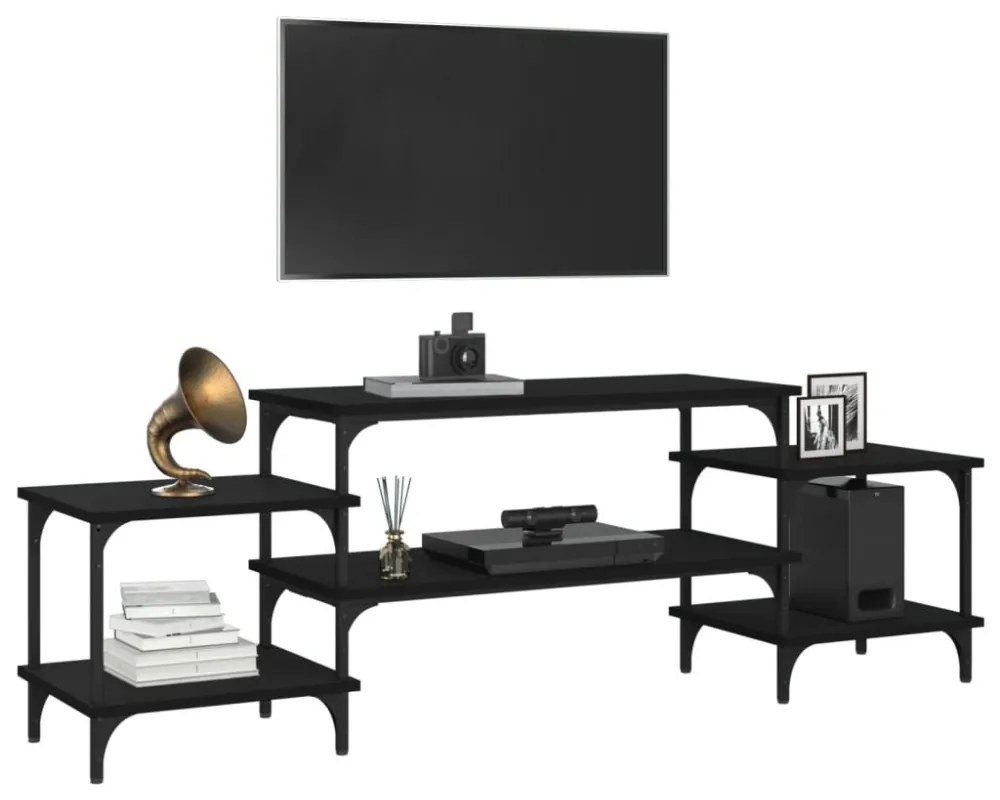 fekete szerelt fa TV-szekrény 157x35x52 cm