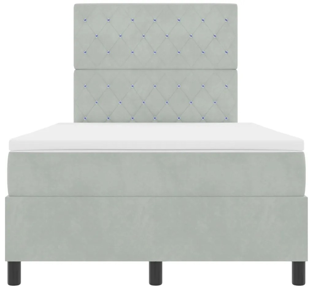 Boxspring Ágy Matrac Sötétszürke Kis Dupla Bársony