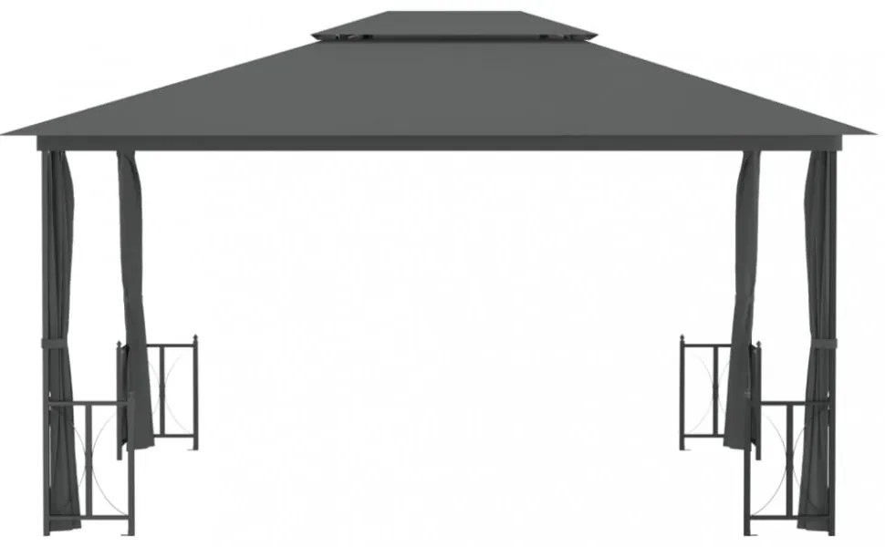 antracitszürke pavilon oldalfalakkal és dupla tetővel 3x4 m