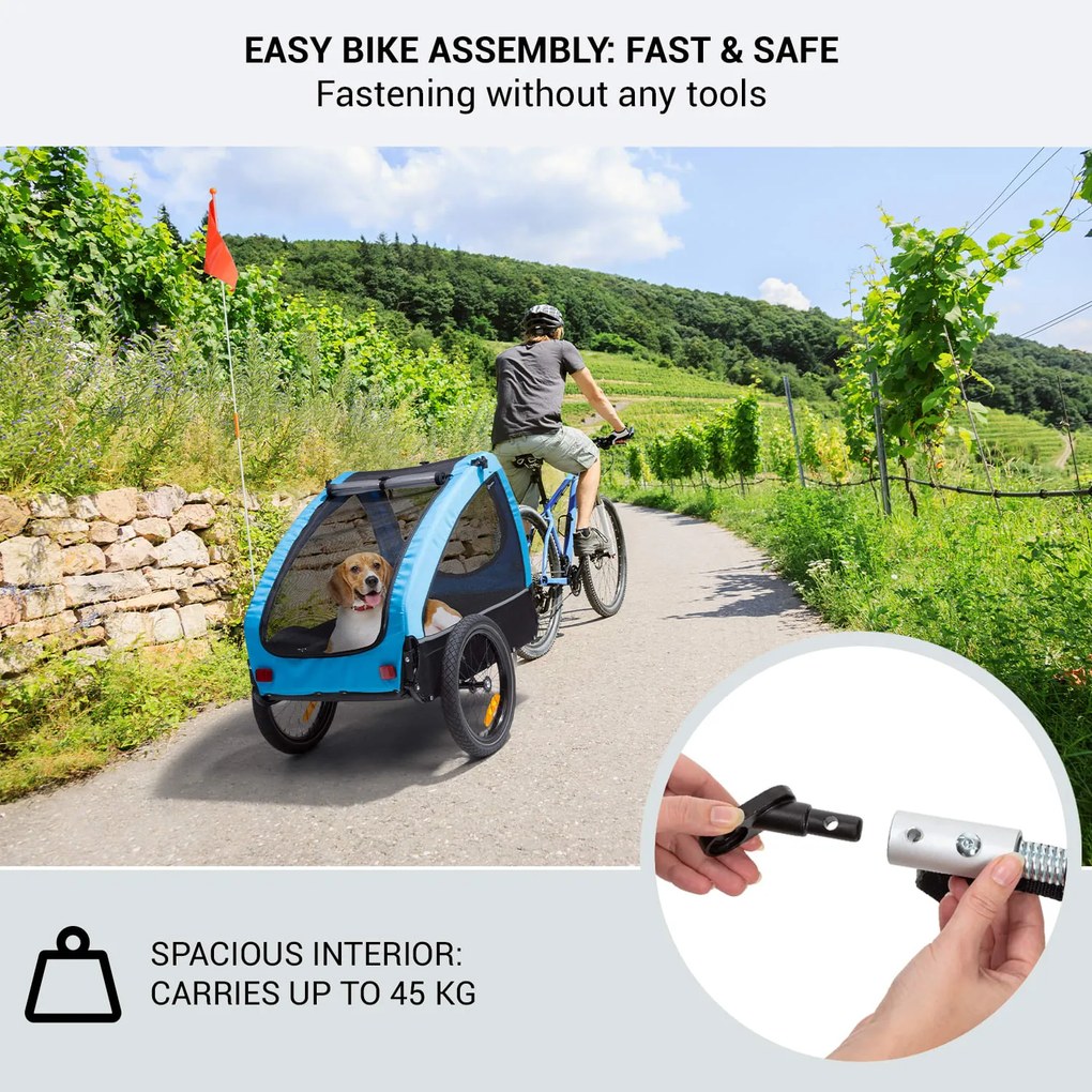 KLARFIT Husky, kutya bicikli utánfutó, kb. 250 l, 600D, Oxford, kék