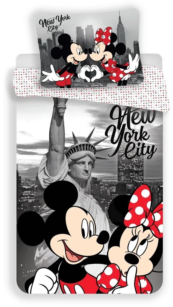 Jerry Fabrics gyermek ágynemű Mickey and Minnie in New York micro, 140 x 200 cm, 70 x 90 cm