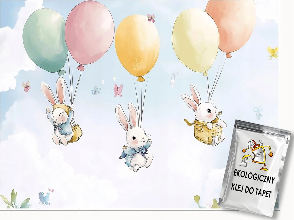 Fotótapéta Lányoknak Nyulak Felhők Tapéta Gyerekszobába 400x280
