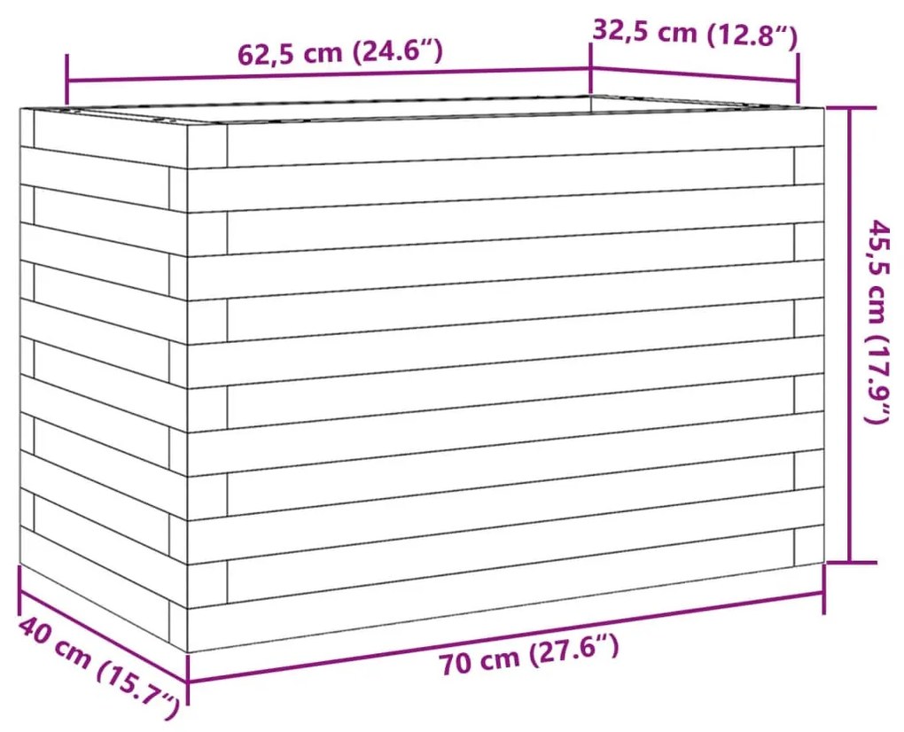 viaszbarna tömör fenyőfa kerti virágtartó 70 x 40 x 45,5 cm
