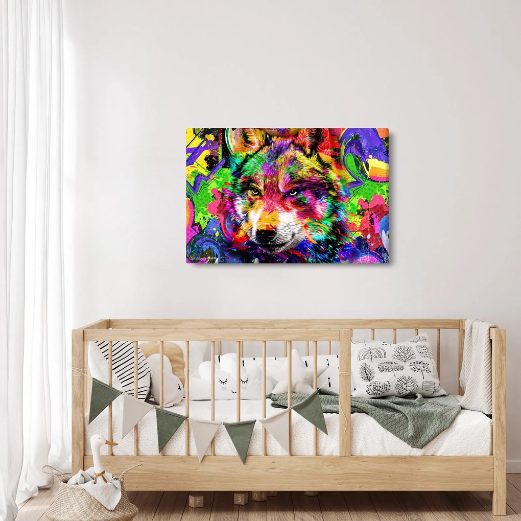 Kép - Farkas graffitivel (90x60 cm)