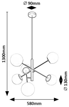 Rabalux 72194 - Csillár zsinóron MEDUZA 6xE14/20W/230V