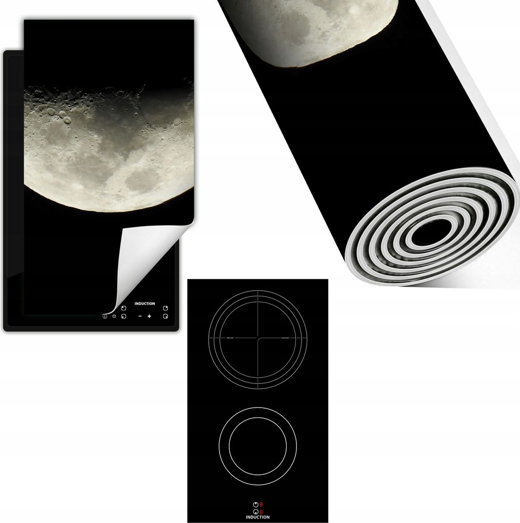 Indukciós Védőszőnyeg Konyhapult 30x52 fekete hold