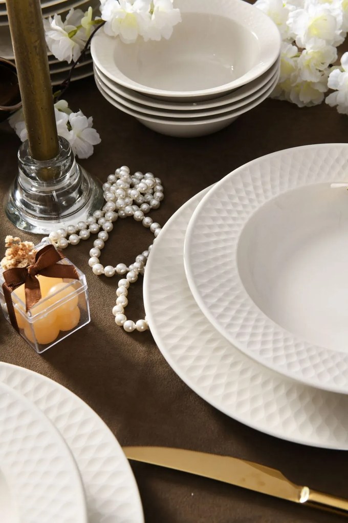 24 részes porcelán étkészlet krém