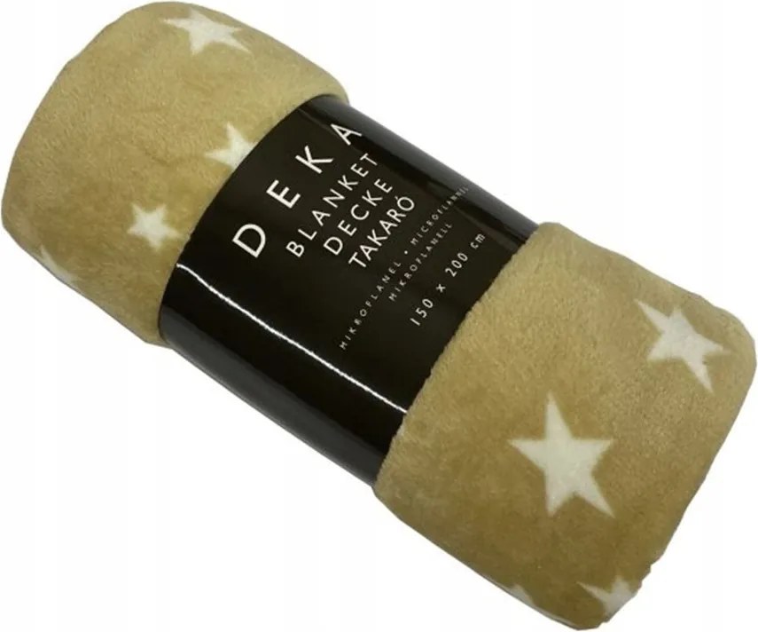 Home Elements Mikro flanel takaró 150 x 200 cm, bézs csillagokkal