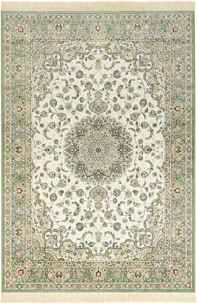 Szőnyeg 95x140 nappaliba,hagyományos klasszikus zöld-krém minta