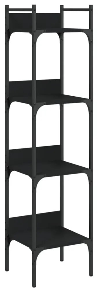 4 szintes fekete szerelt fa könyvespolc 35 x 30 x 138,5 cm