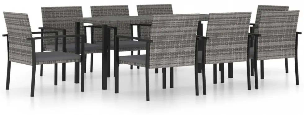 9 részes szürke polyrattan kerti étkezőgarnitúra