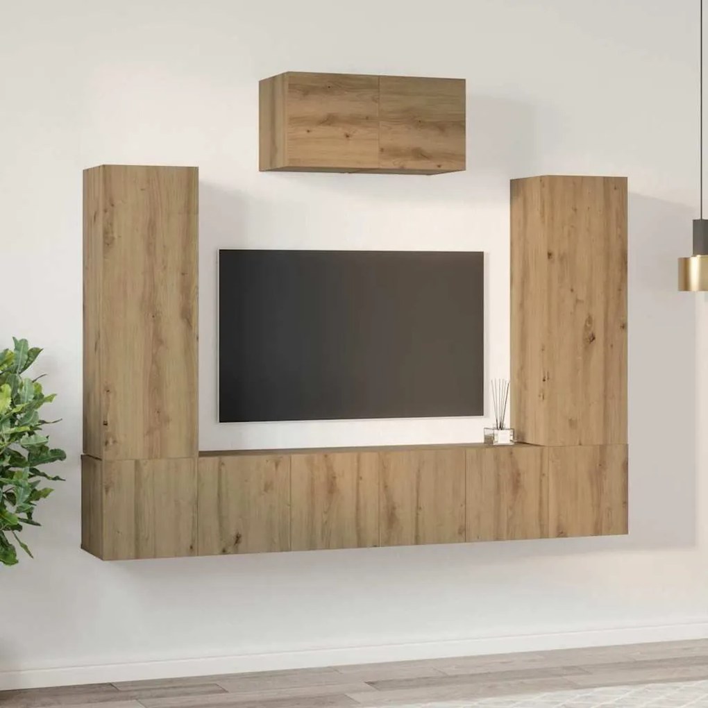 TV szekrény garnitúra 7 pcs kézműves tölgy 180 x 30 x 120 cm