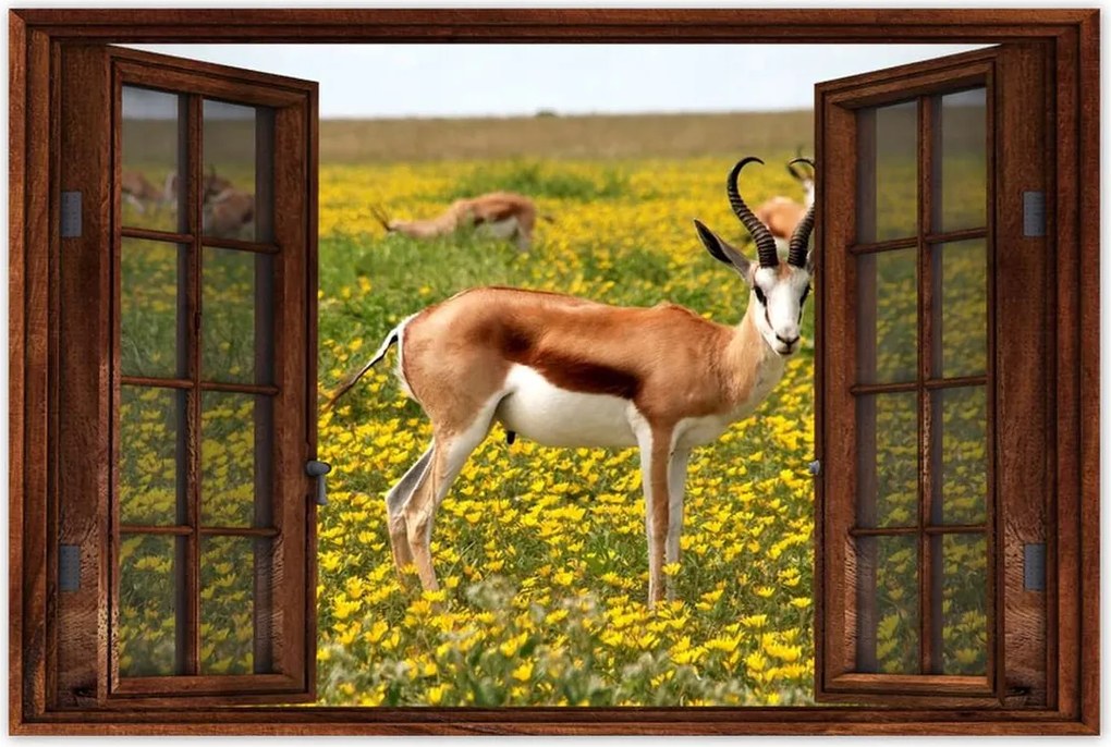 Poszterek 60x40 Antilop a virágok között