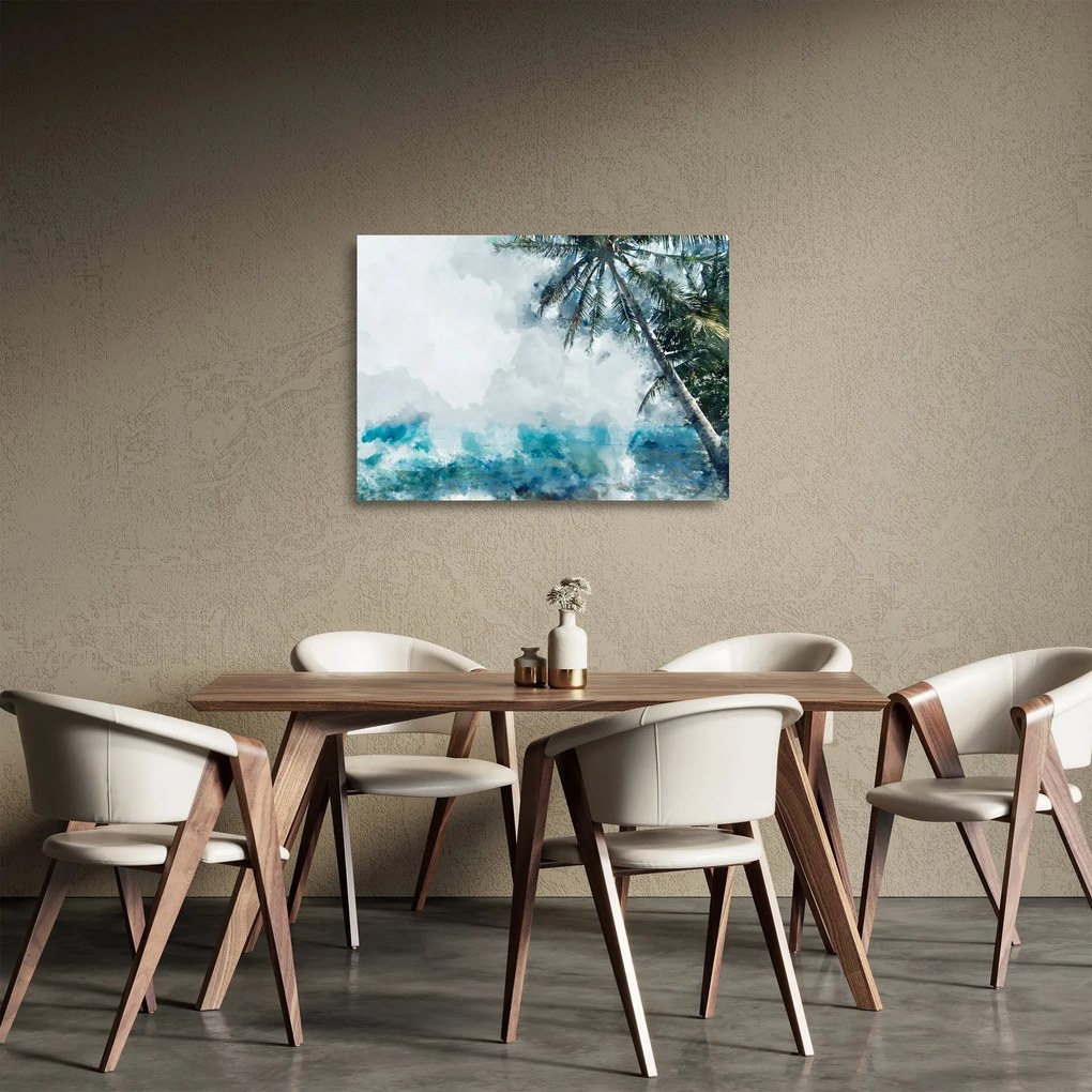 Egy pálmafa képe a tenger felett (üvegen) (70x50 cm)