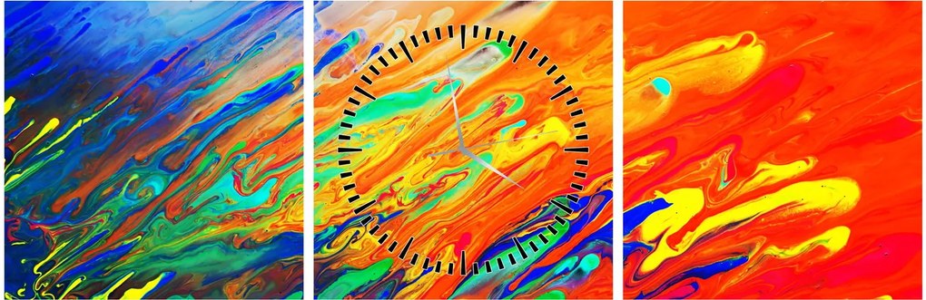 Kép - Színes absztrakció (órával) (90x30 cm)