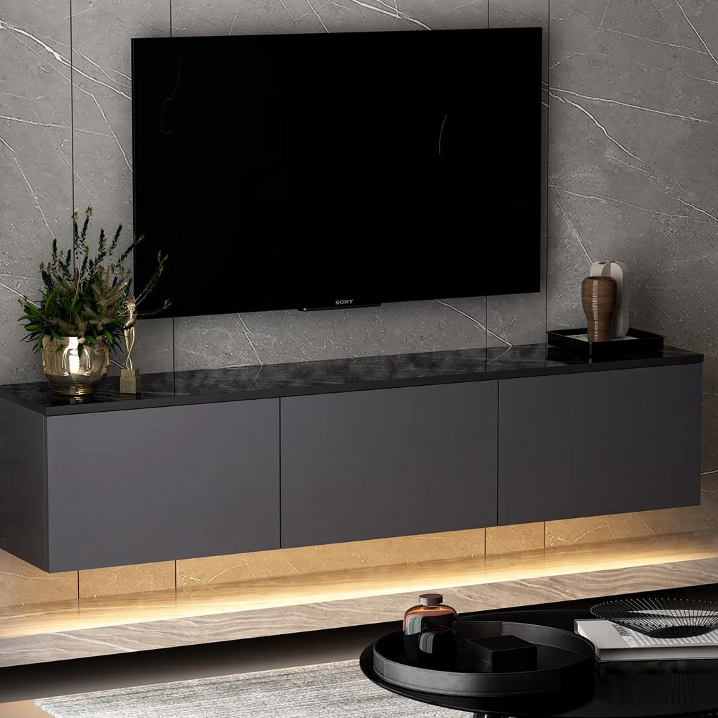 TV asztal Neon megvilágított antracit
