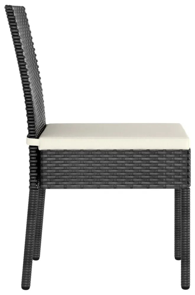 2 db fekete polyrattan kerti étkezőszék