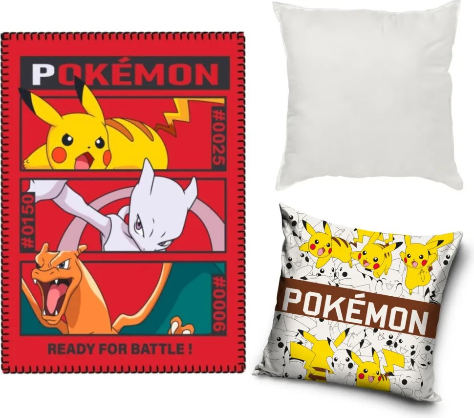 Pokémon Battle PikaPal polár takaró, párnahuzat és párna szett 3 db-os