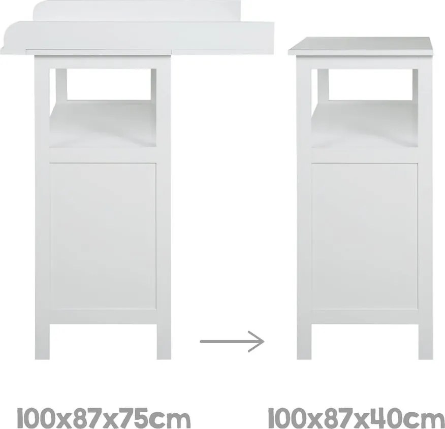 Fehér gyerek komód pelenkázó feltéttel 75x100x87 cm Hamburg – Roba