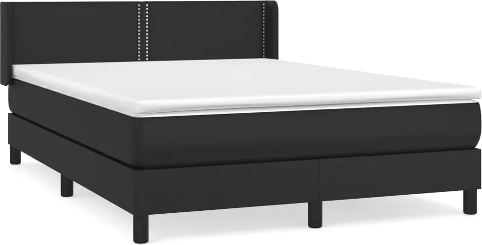 vidaXL fekete műbőr rugós ágy matraccal 140 x 190 cm