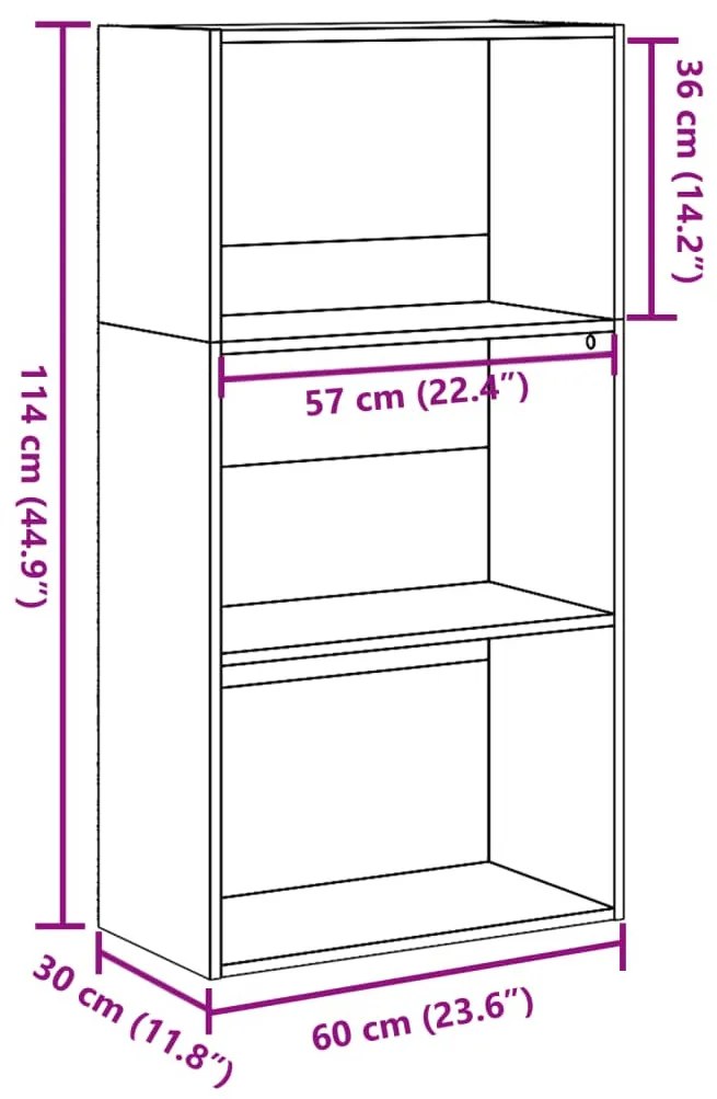 fekete szerelt fa könyvespolc 60 x 30 x 114 cm