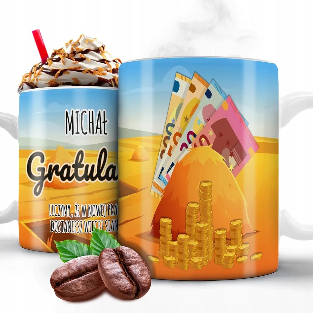 Bögre 330 ml Új munkahelyen Több Szénát kapsz Gratulálunk Név