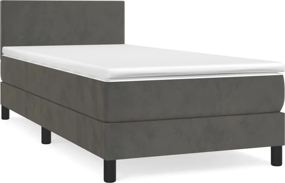 vidaXL sötétszürke bársony rugós ágy matraccal 80 x 200 cm