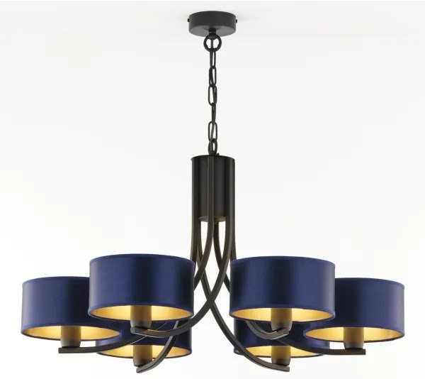 Jupiter 2102 - Láncos csillár ARTHUR 6xE27/15W/230V kék/fekete