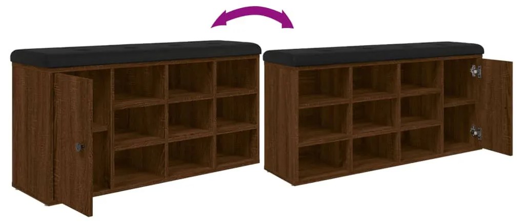 barna tölgy színű szerelt fa cipőtároló pad 102 x 32 x 50 cm