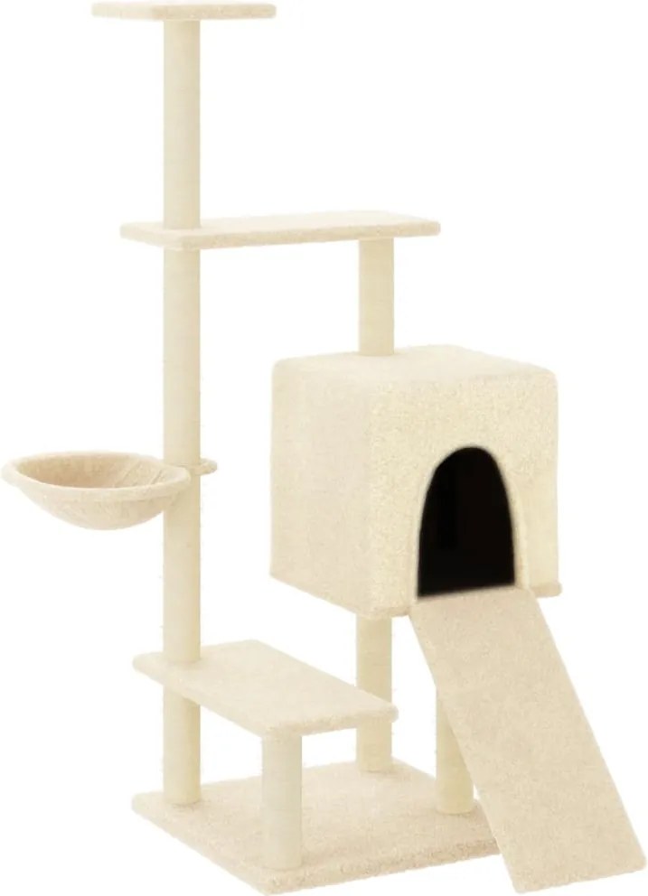 vidaXL krémszínű macskabútor szizál kaparófákkal 130,5 cm