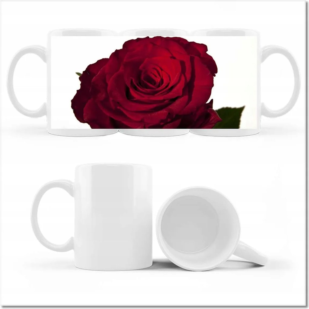 Fényképes bögre Vörös rózsa fehér között