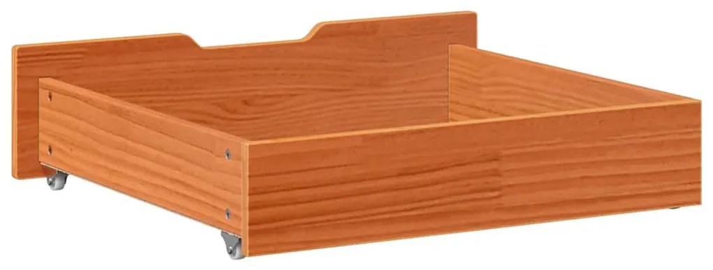 2 db viaszbarna tömör fenyőfa ágy alatti fiók 75 x 55 x 16 cm