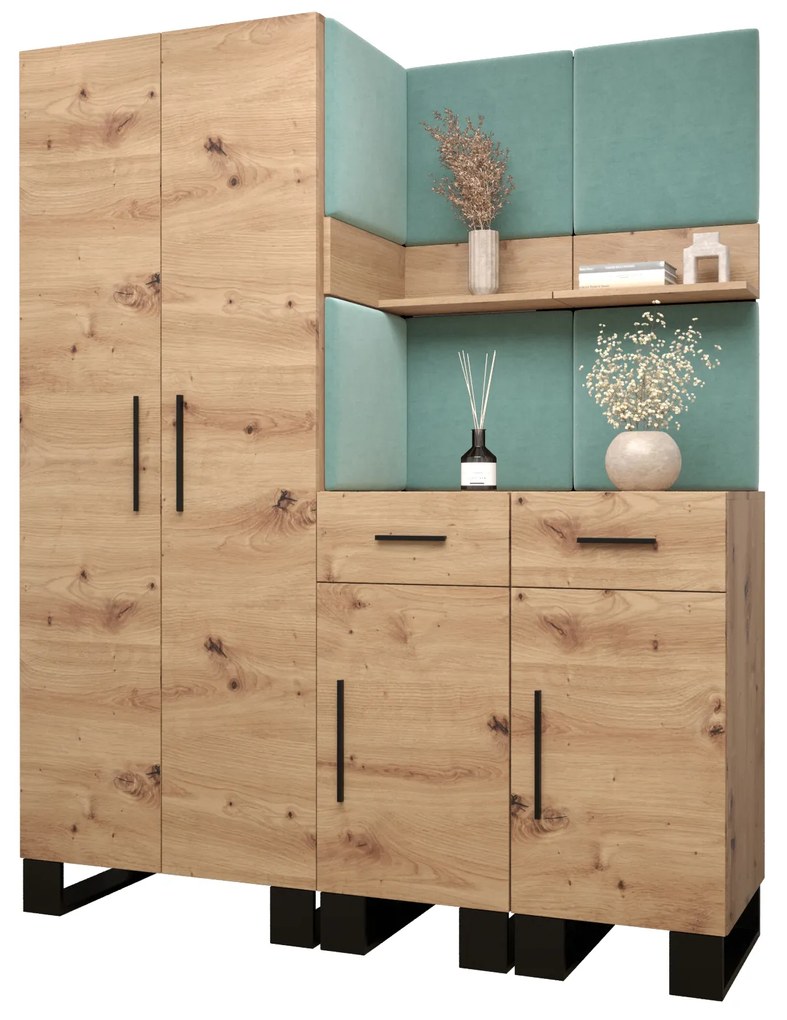 Előszobabútor Amanda 7 (artisan tölgy + zöld). 1085913
