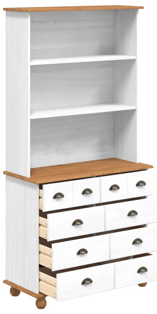 Hutch ASKIM" Fehér 91x40x183 cm Masszív Fa Fenyő"