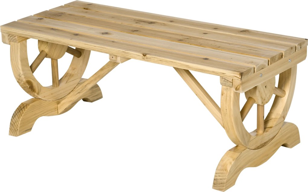 Outsunny Kerti Pad Fa Időjárásálló Pad Rusztikus Kültéri Bútor Természetes 98 x 50 x 39,5 cm | Aosom