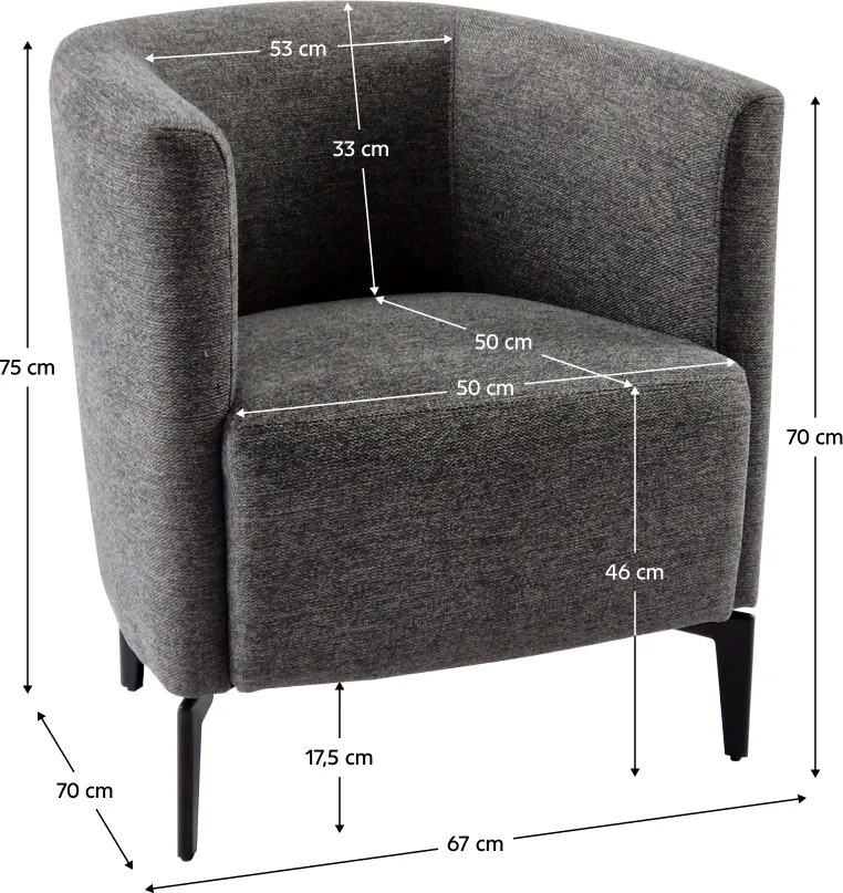 Design fotel, szürke/fekete, KAPY