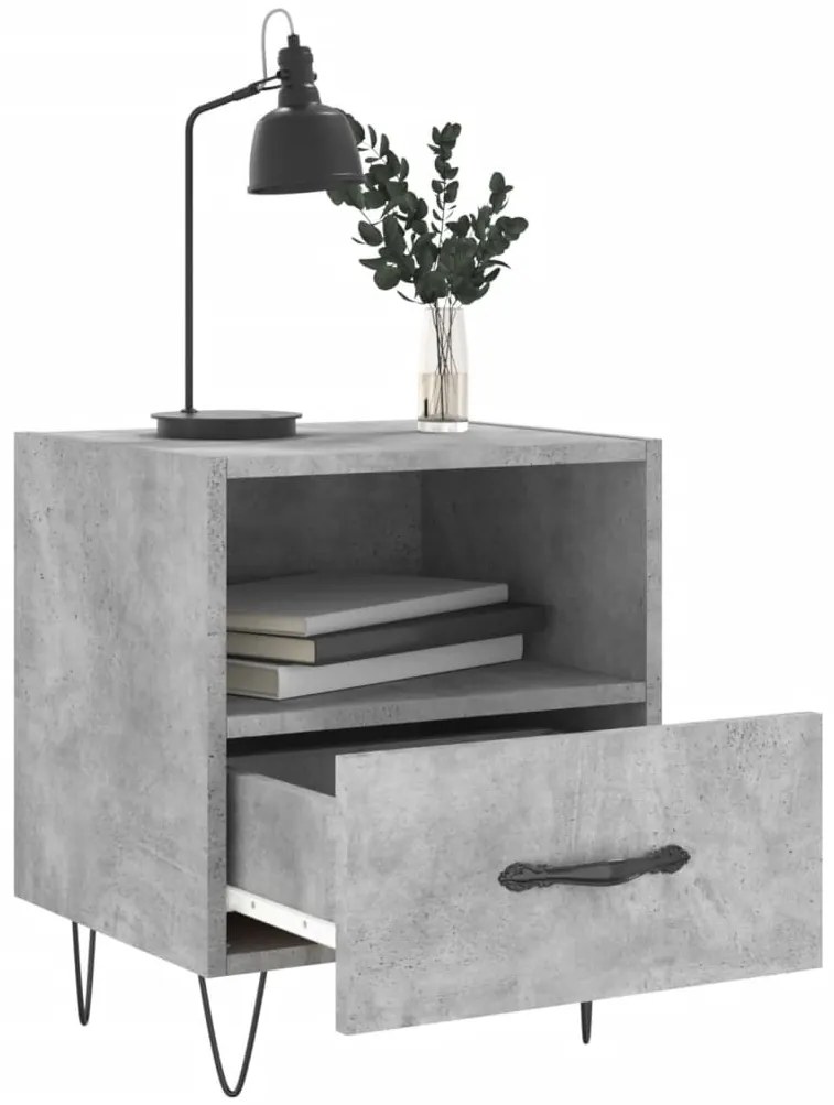 2 db betonszürke szerelt fa éjjeliszekrény 40 x 35 x 47,5 cm