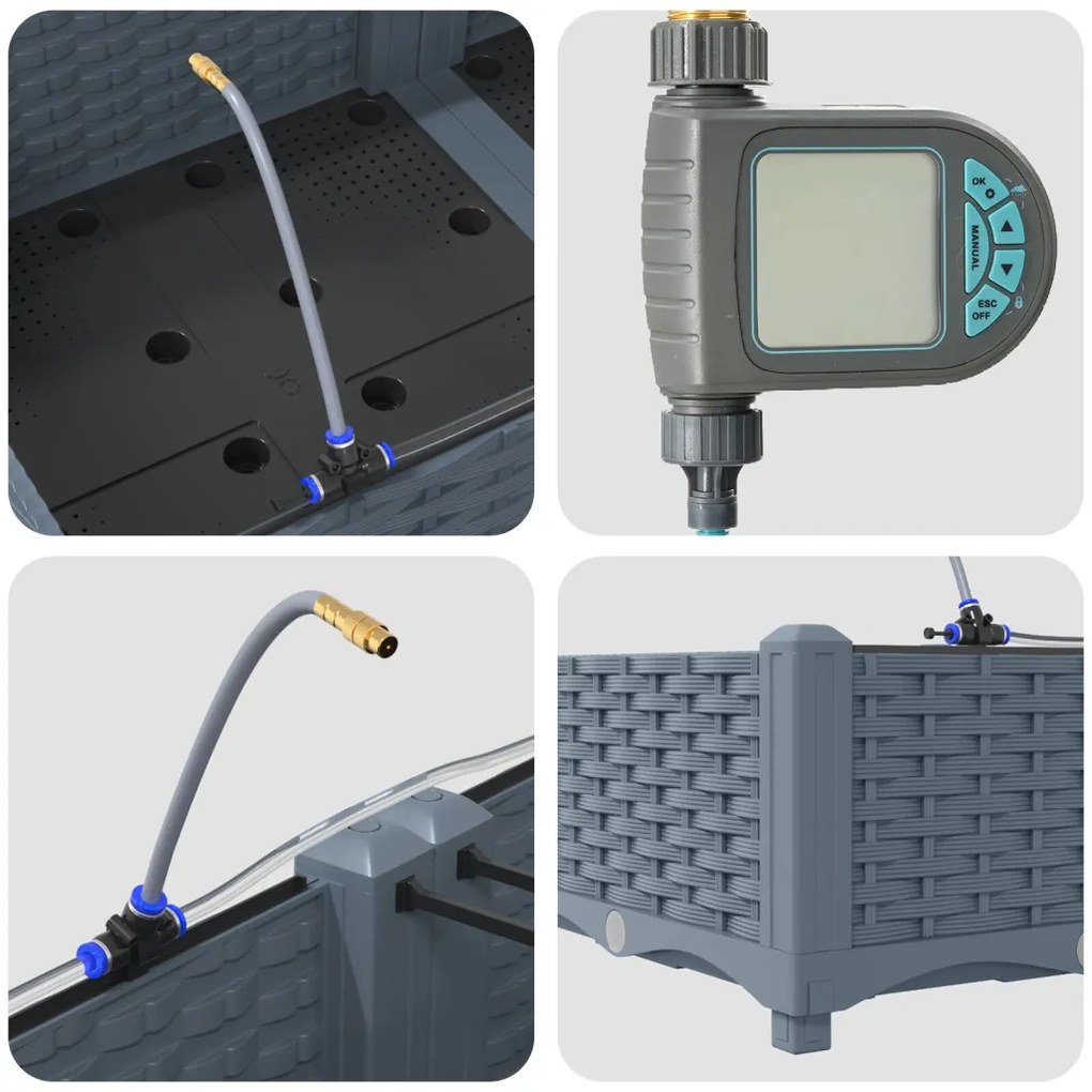 Kerti ültetők Világosszürke 160 x 40 x 22 cm Acél