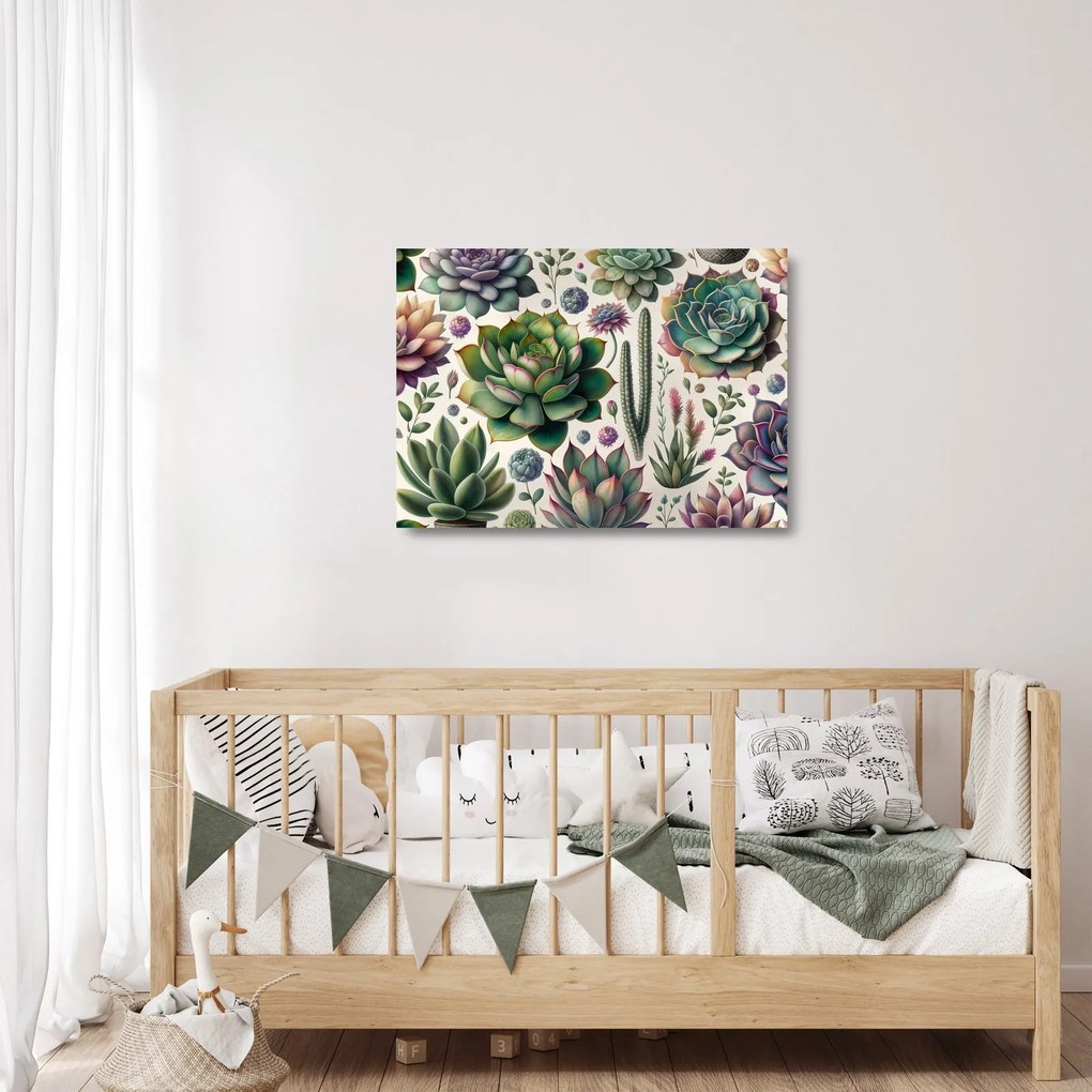 Üveg kép - Pozsgás növények (70x50 cm)