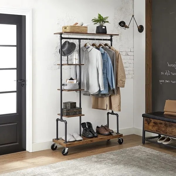 Mozgatható álló ruhafogas LINEA barna/fekete