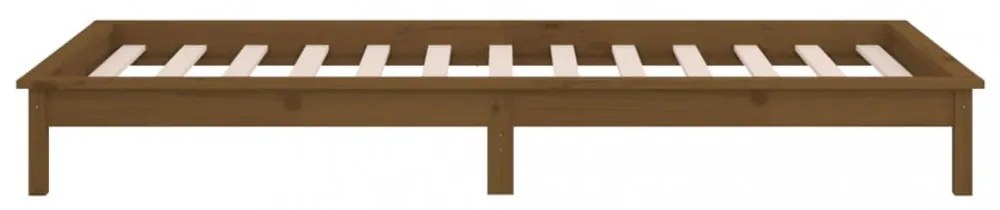 mézbarna tömör fa ágykeret LED világítással 100 x 200 cm