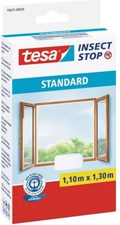 Szúnyogháló, ablakra, tépőzáras, 1,1 x 1,3 m, TESA® Insect Stop, fehér (TE55671F)
