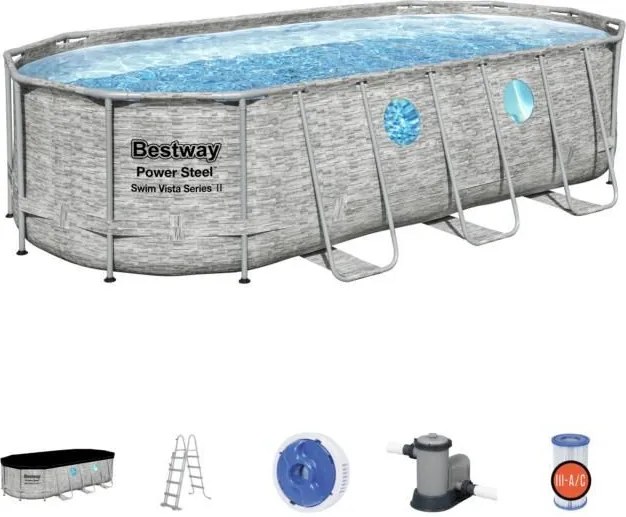 Power Steel Swim Vistar SUMATRA Ovális fémvázas medence szett ablakkal 549 x 274 x 122 cm