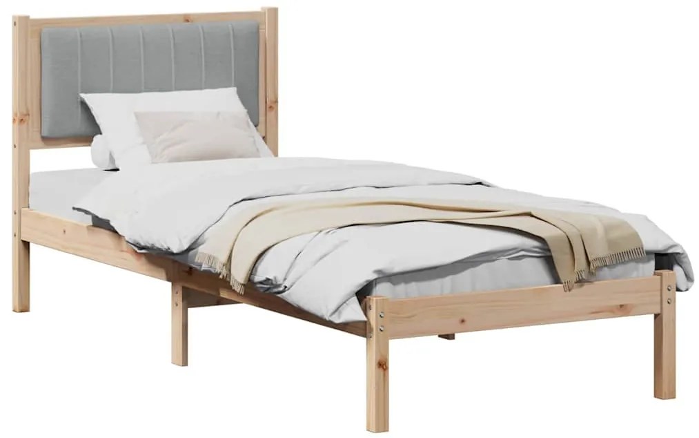 Ágykeret Kárpitozott Fejtámlával Világosszürke 80 x 200 cm