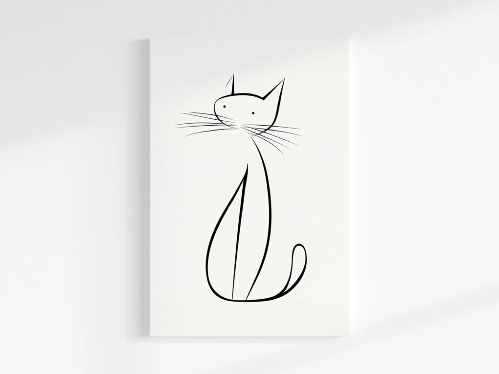Poszter Grafika Line Art Rajz Macska Portré Vonal 80x120