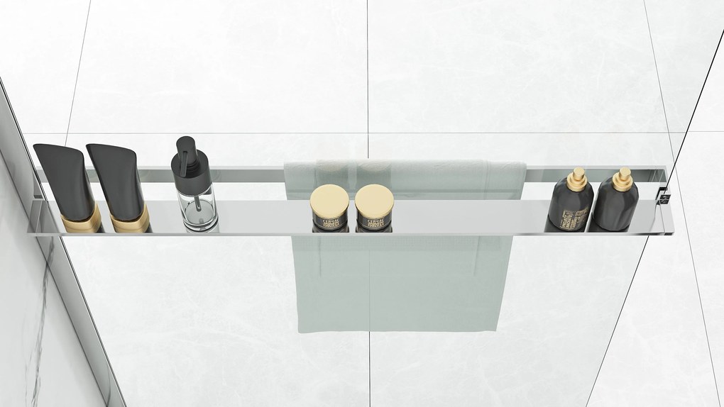 Rea Aero, zuhanyparaván WALK-IN 80x195 cm + EVO polc és törölközőtartó, KPL-K0615