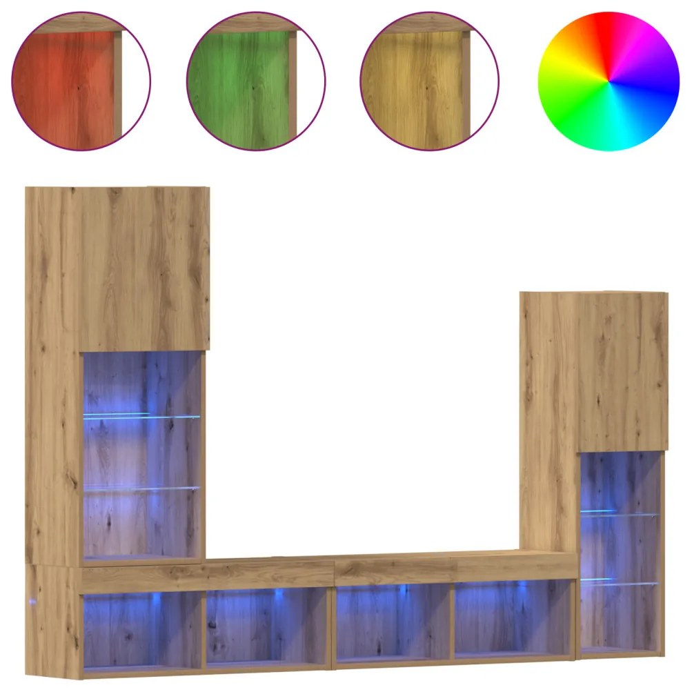 TV szekrény LED világítással Artisan tölgy 40.5x30x102 cm